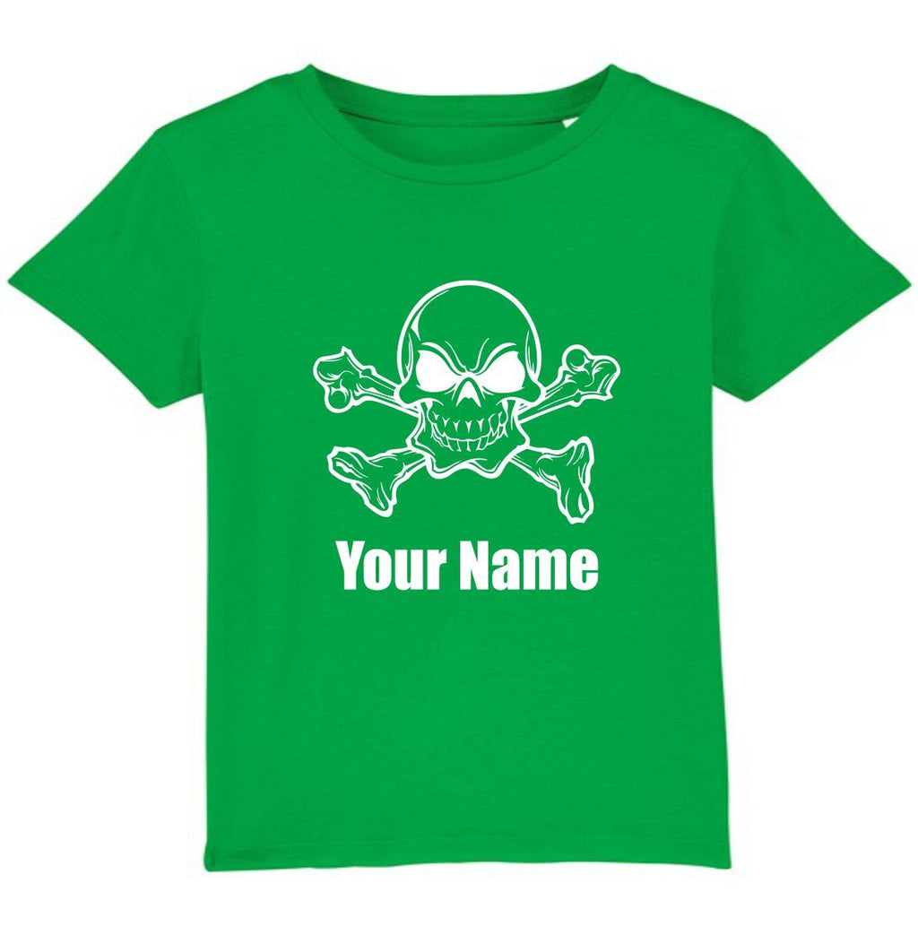 Personalised Skull And Crossbones Pirate Your Name T-Shirt Halloween Horror Top