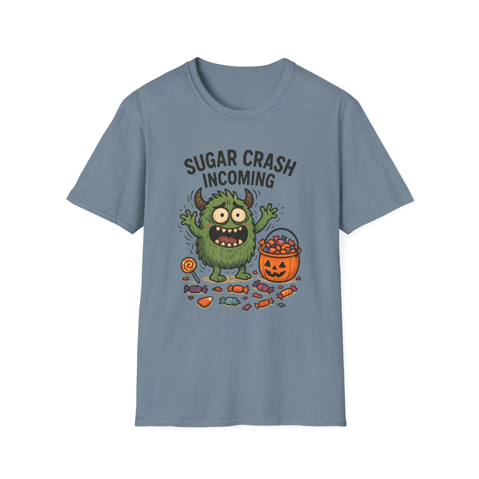 Unisex Softstyle T-Shirt – Funny Halloween Tee, Monster , Trick or Treat Candy