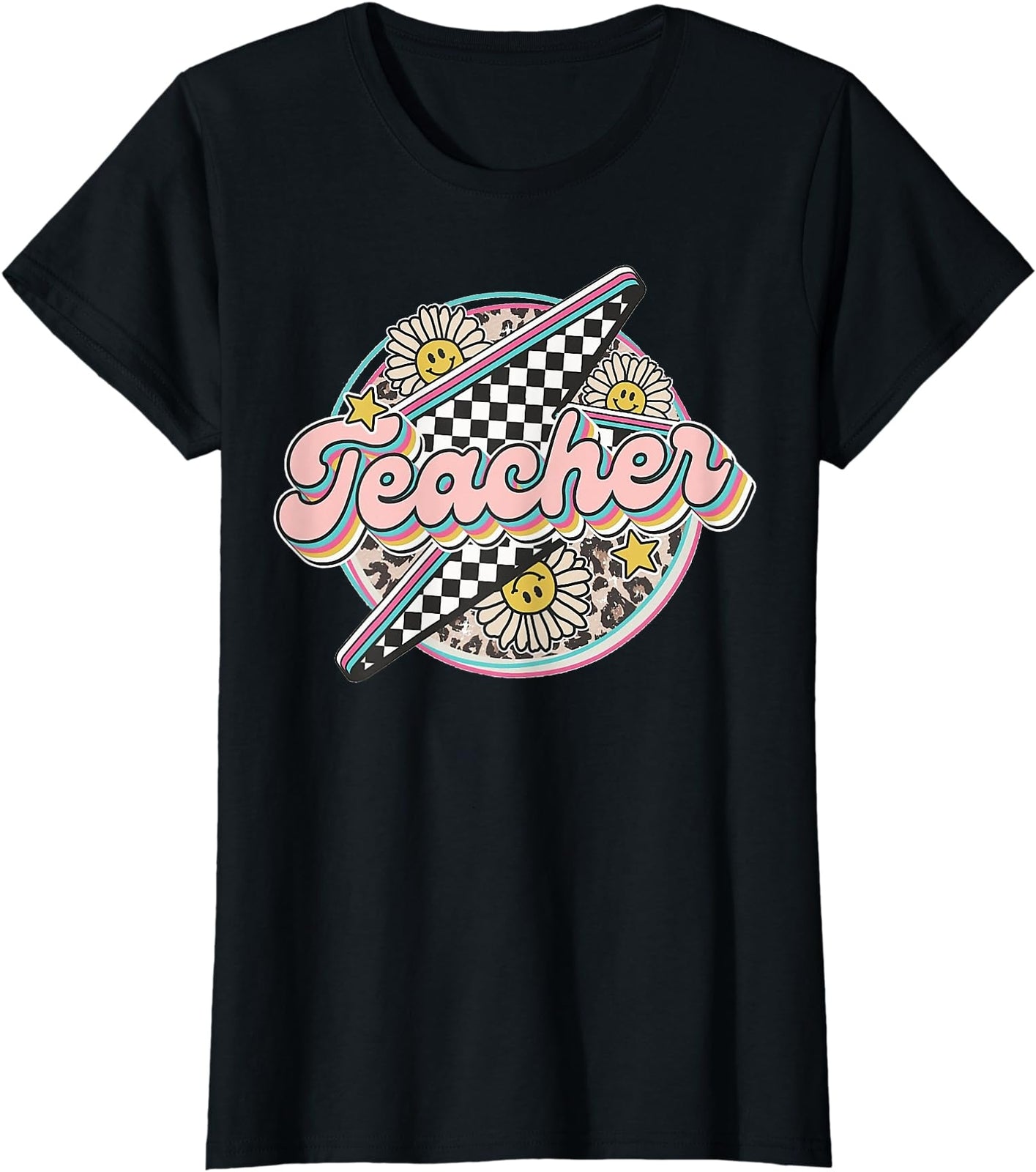 Retro Groovy Hippies Teacher Back To School Funny Ladies' Crewneck T-Shirt