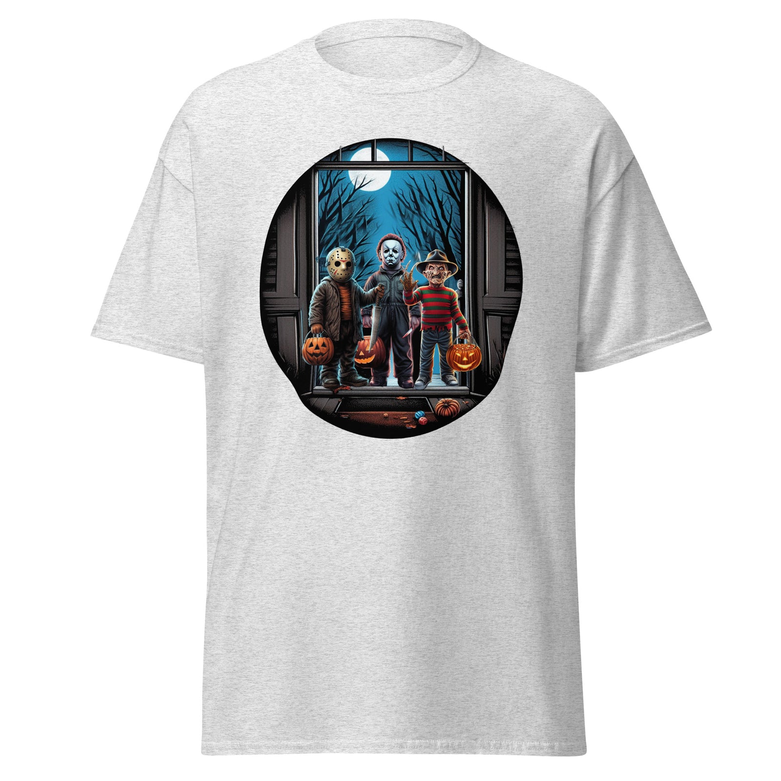 Freddy, Jason, Michael Trick-or-Treating T-Shirt Horror Icons on Halloween Night