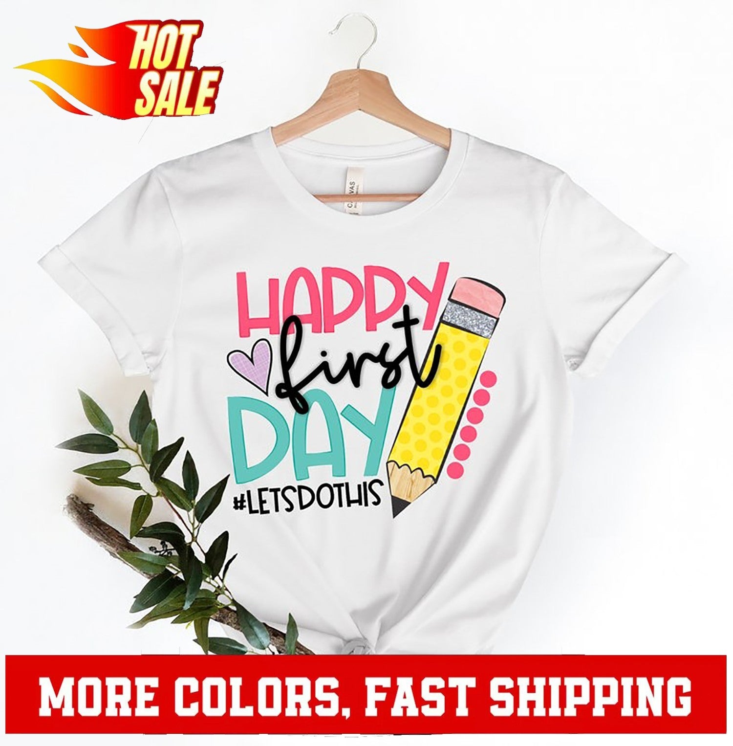 Happy First Day of School Shirt,Teacher Gift, Gift for Teachers, Kindergarten...