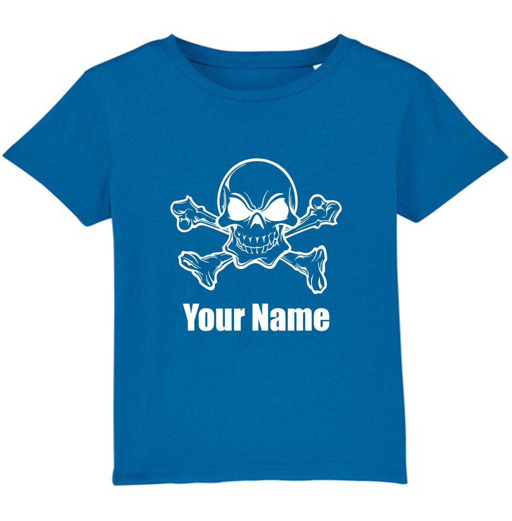 Personalised Skull And Crossbones Pirate Your Name T-Shirt Halloween Horror Top