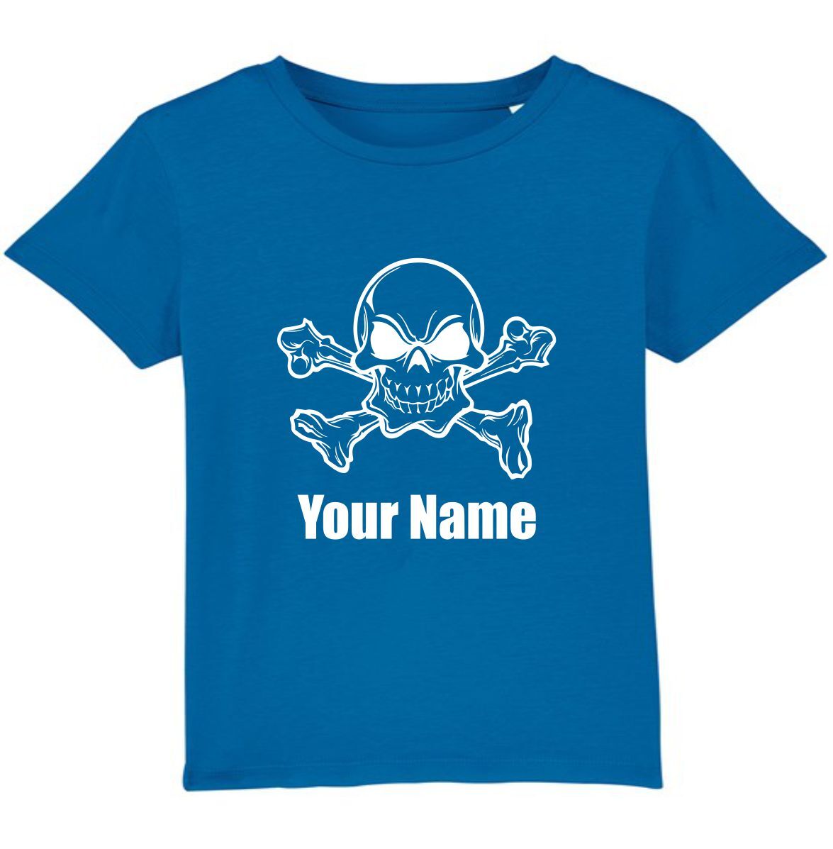 Personalised Skull And Crossbones Pirate Your Name T-Shirt Halloween Horror Top
