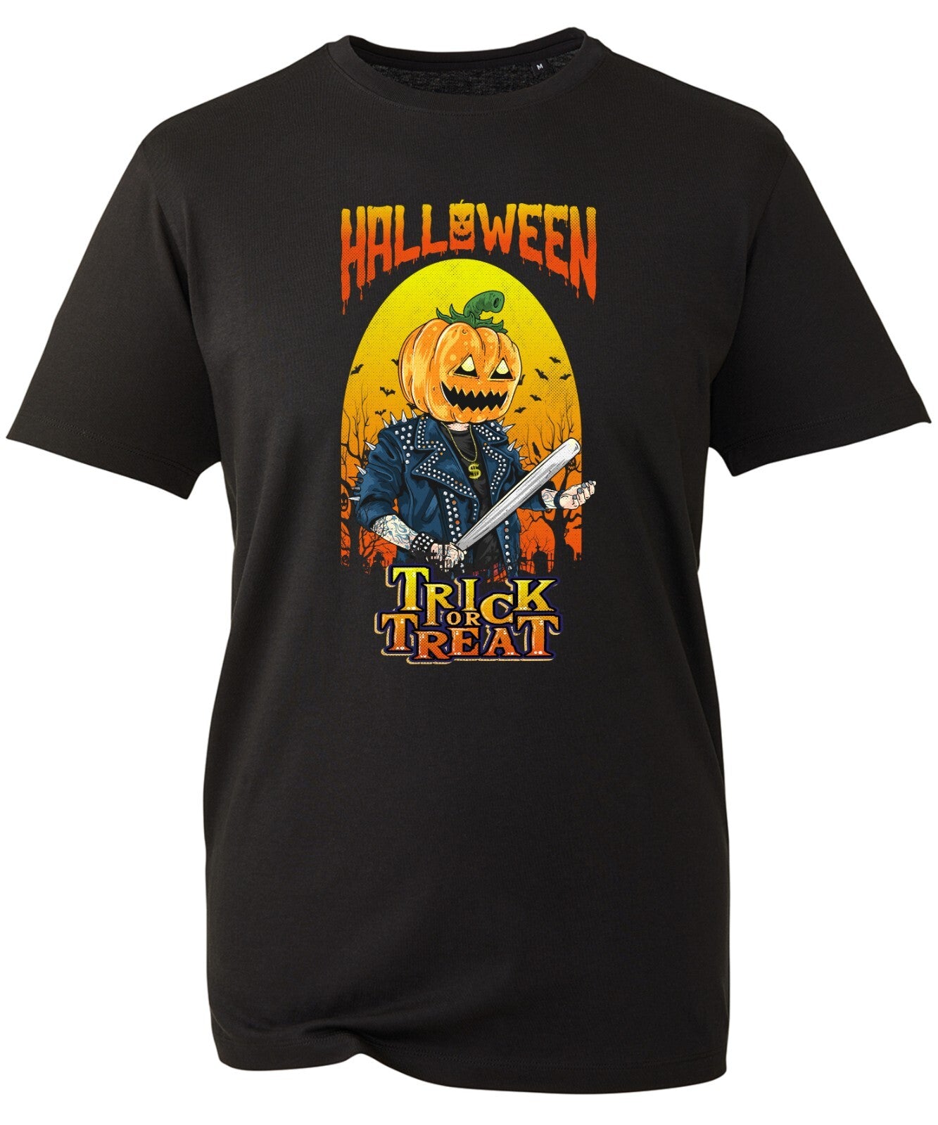 Halloween Trick Or Treat T-Shirt Horror Serial Killer Pumpkin Face Vintage Top