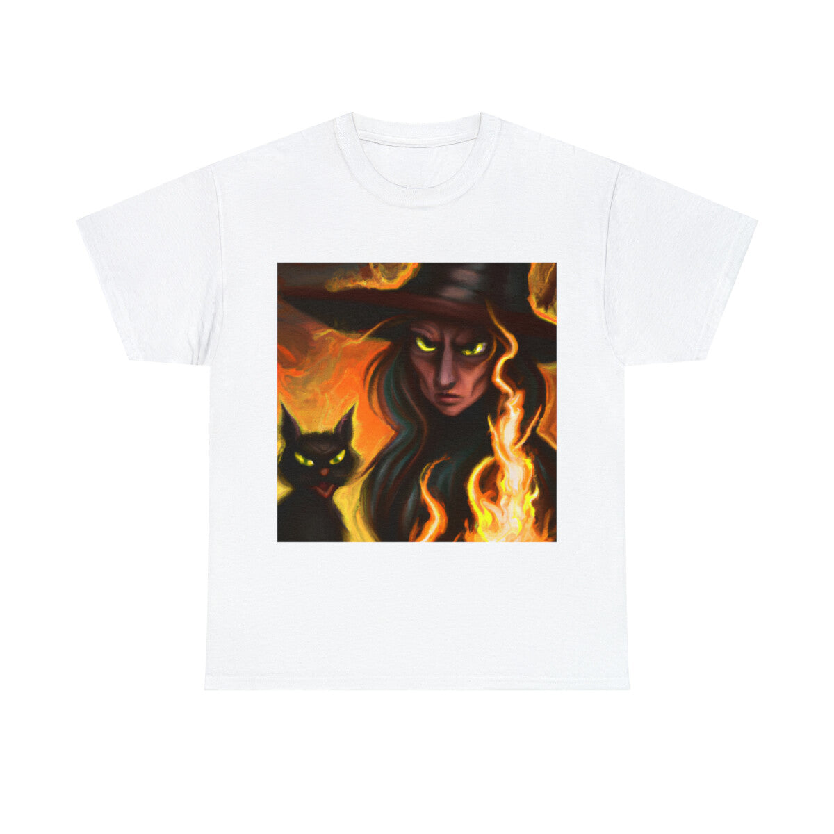 Halloween Witch Black Cat T Shirt Art Tee Unisex Adult Moon Scary Trick or Treat