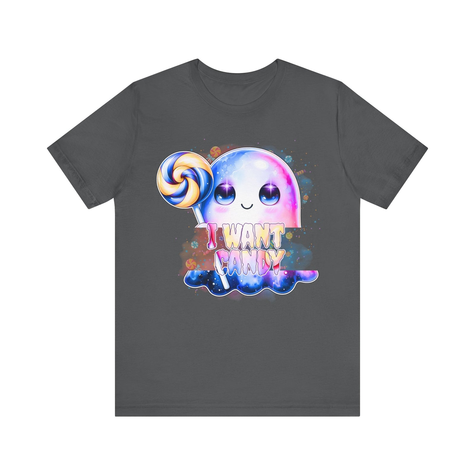 Trick or Treat Ghost: I Want Candy,  Spooky Season T-Shirt Bella + Canvas