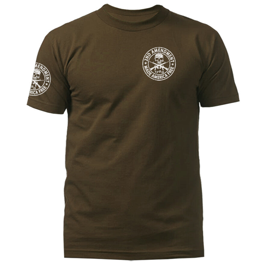 2nd Amendment Made America Free Constitution Gun US Flag Patriotic T-shirt