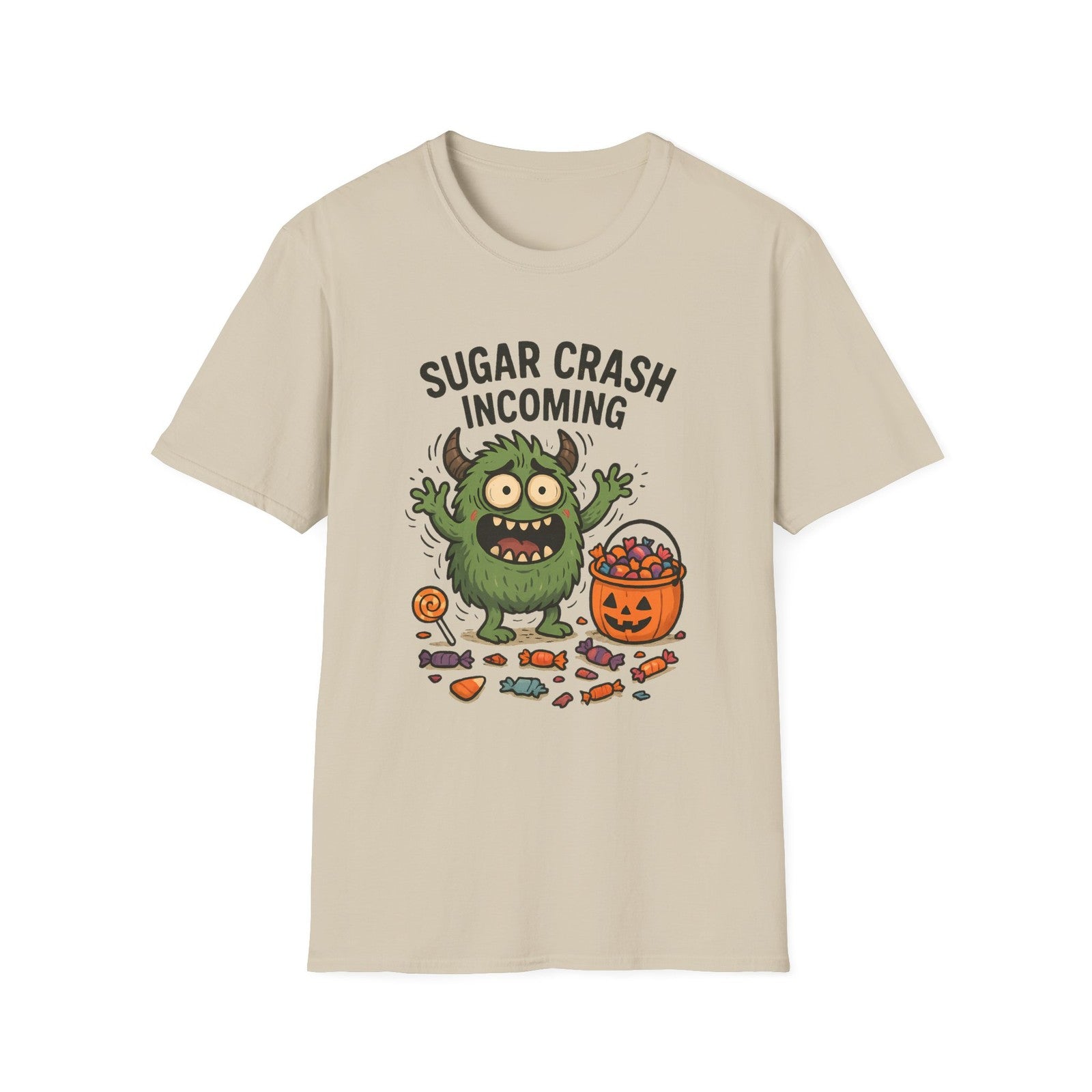 Unisex Softstyle T-Shirt – Funny Halloween Tee, Monster , Trick or Treat Candy
