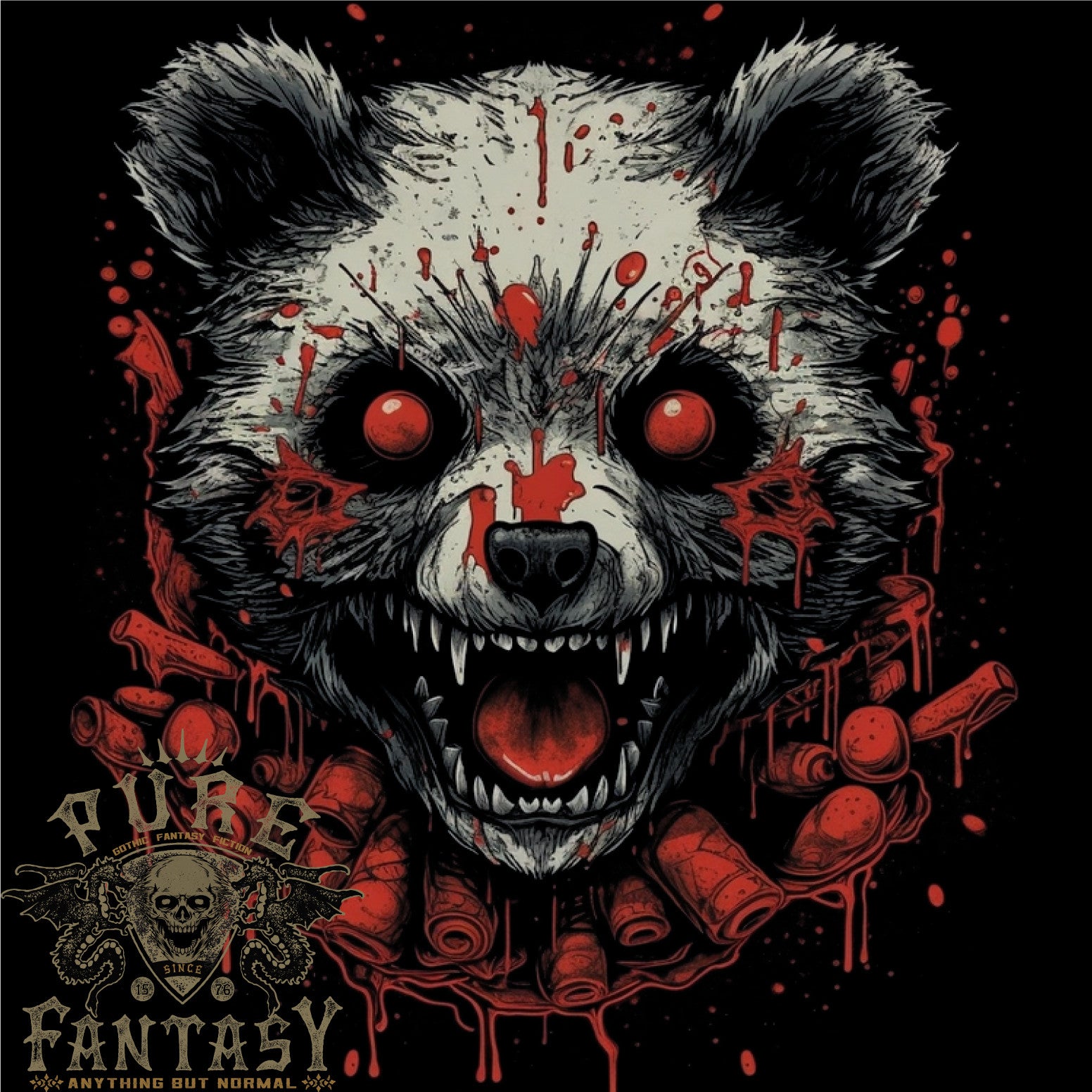 Evil Panda Bear Fantasy Horror Halloween Mens Light Cotton T-Shirt