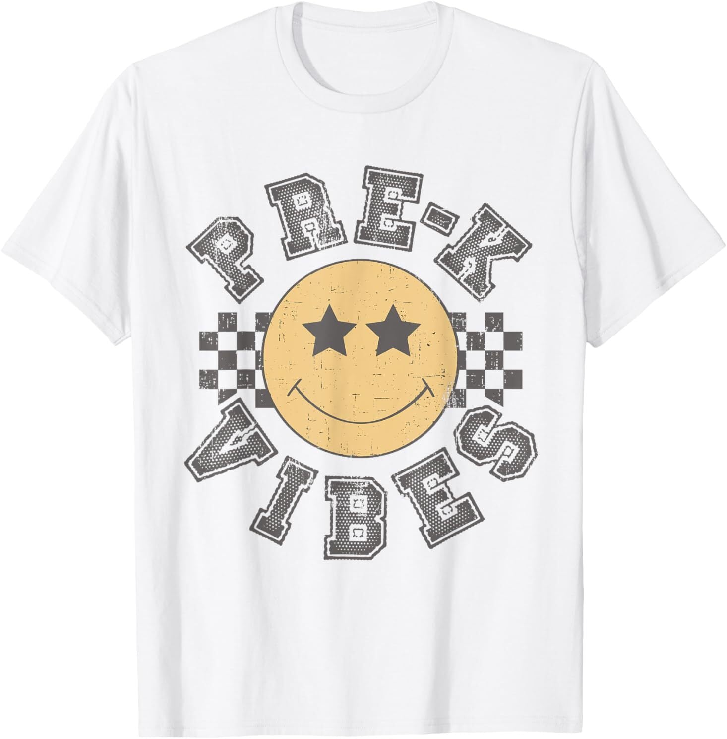 Retro Pre-k Vibes Smile Face Back To School Teachers Student T-Shirt
