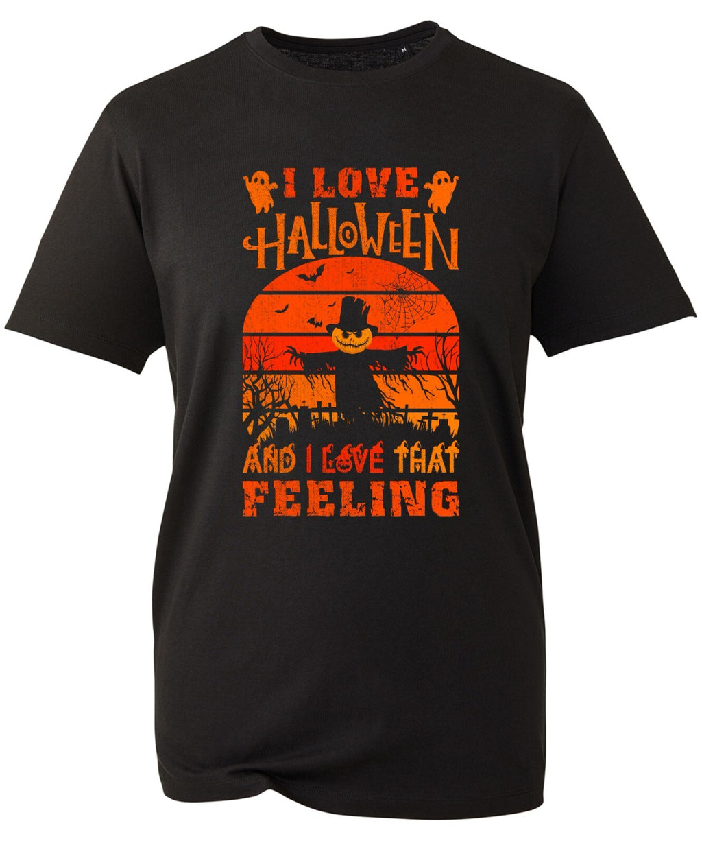 I Love Halloween And I Love That Feeling T-Shirt Witch Scary Horror Nightmare