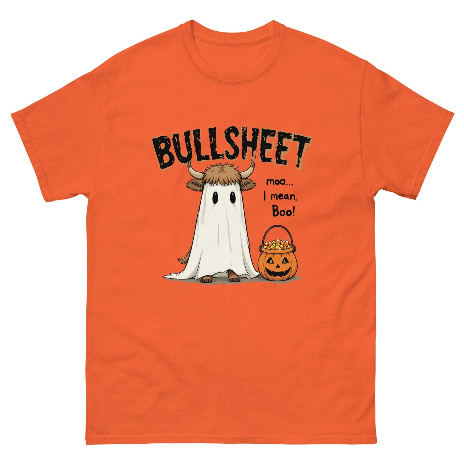 Bullsheet Mens Funny Halloween T-Shirt Trick or Treat 100%  Cotton Tee