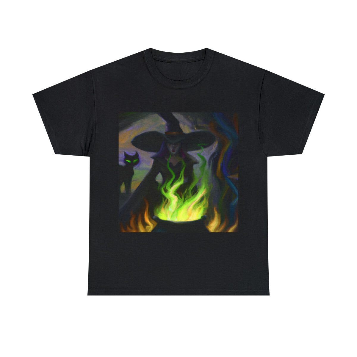 Halloween Witch Black Cat T Shirt Art Tee Unisex Adult Moon Scary Trick or Treat