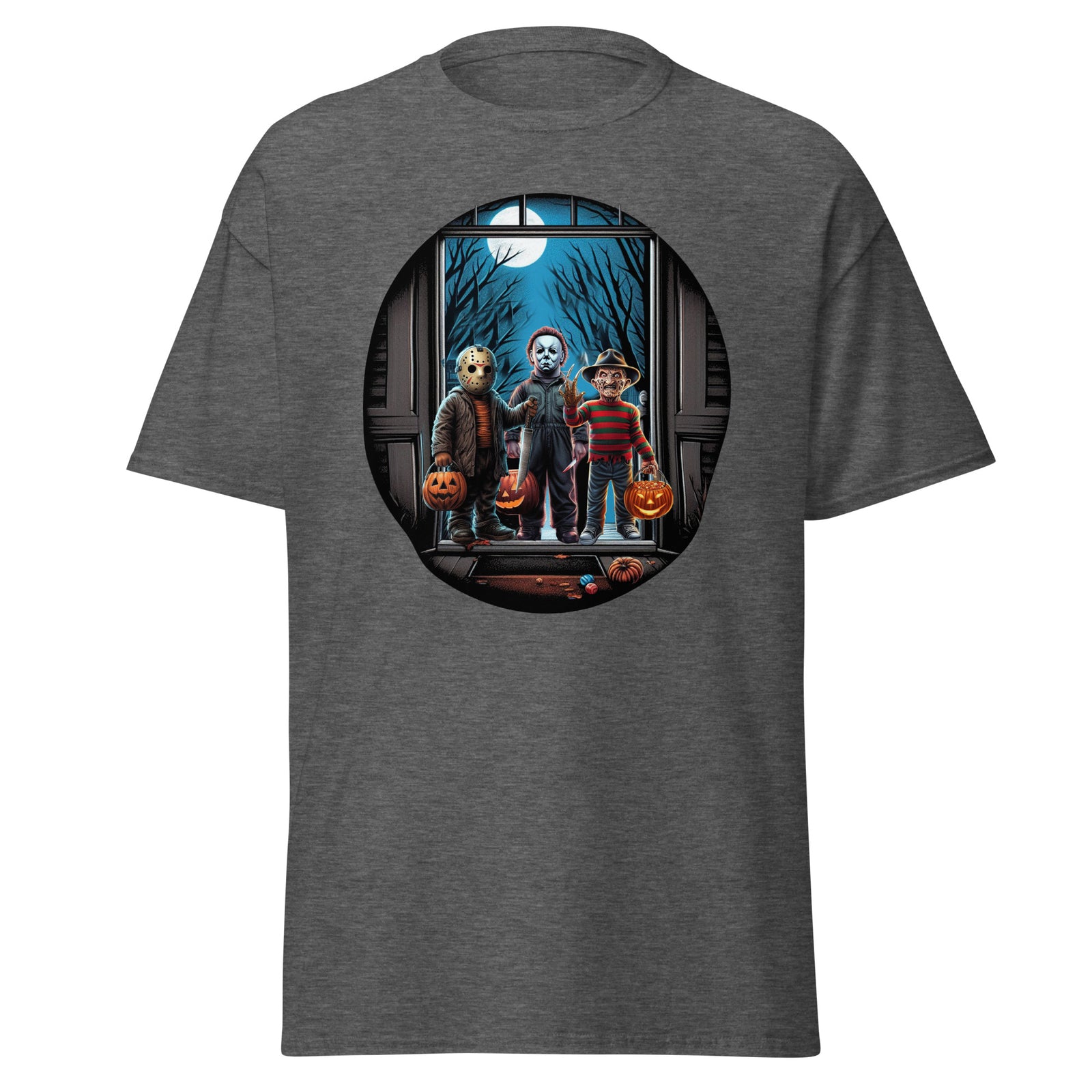 Freddy, Jason, Michael Trick-or-Treating T-Shirt Horror Icons on Halloween Night