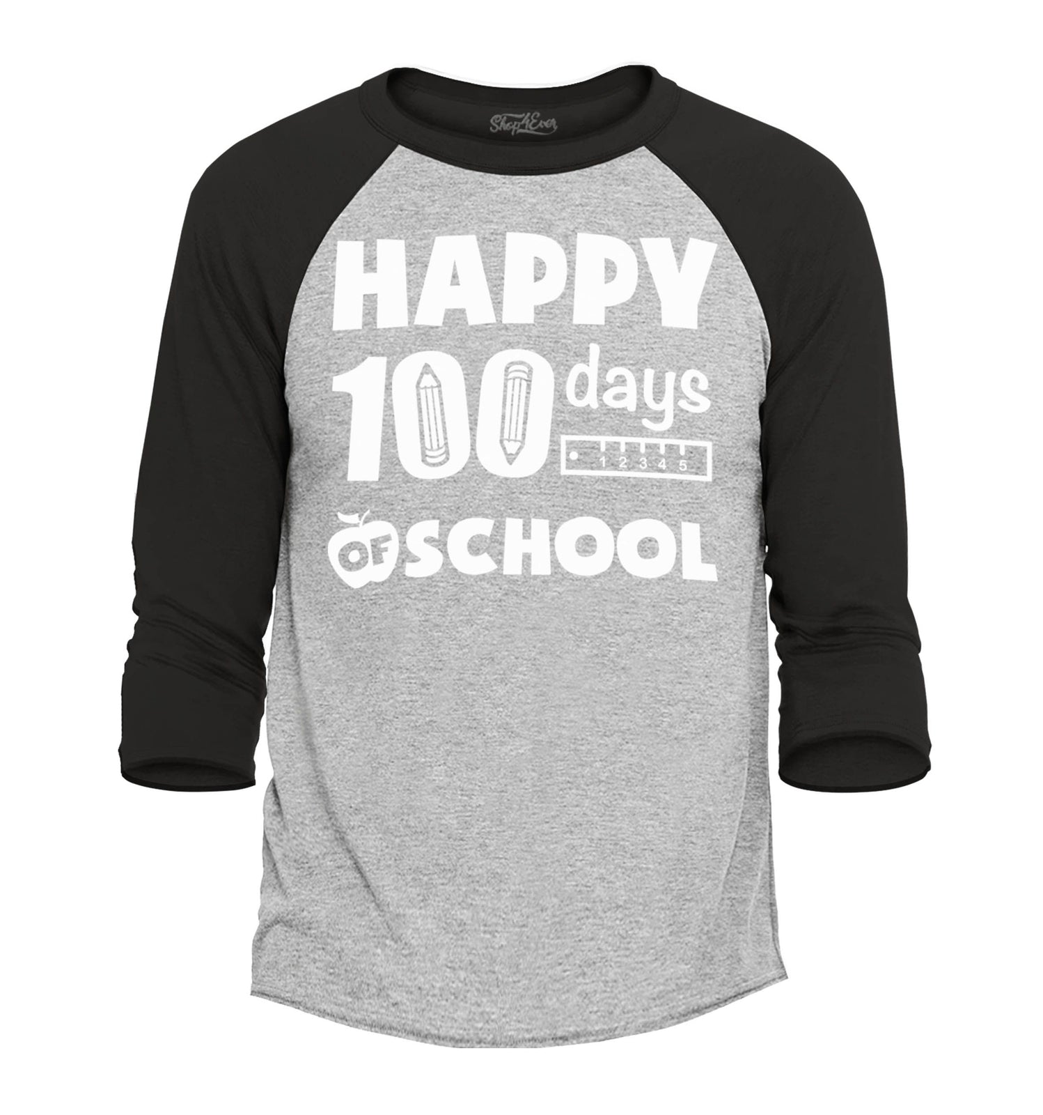 Happy 100 Days Of School Raglan Baseball Back to School Teacher Gift Shirts