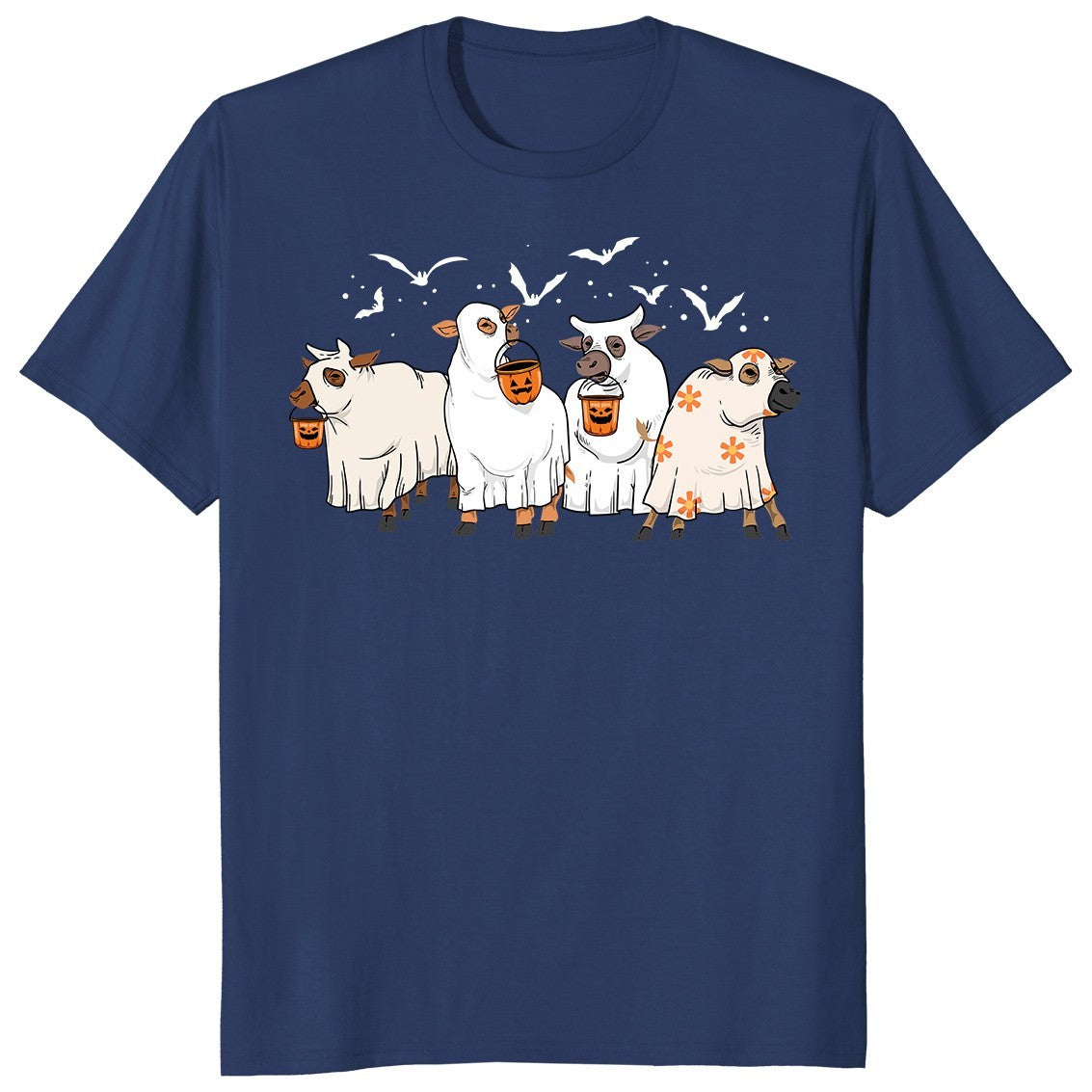 Ghost Cow Halloween Spooky Farmer Trick Or Treat Cow Lover Gift Unisex T-Shirt