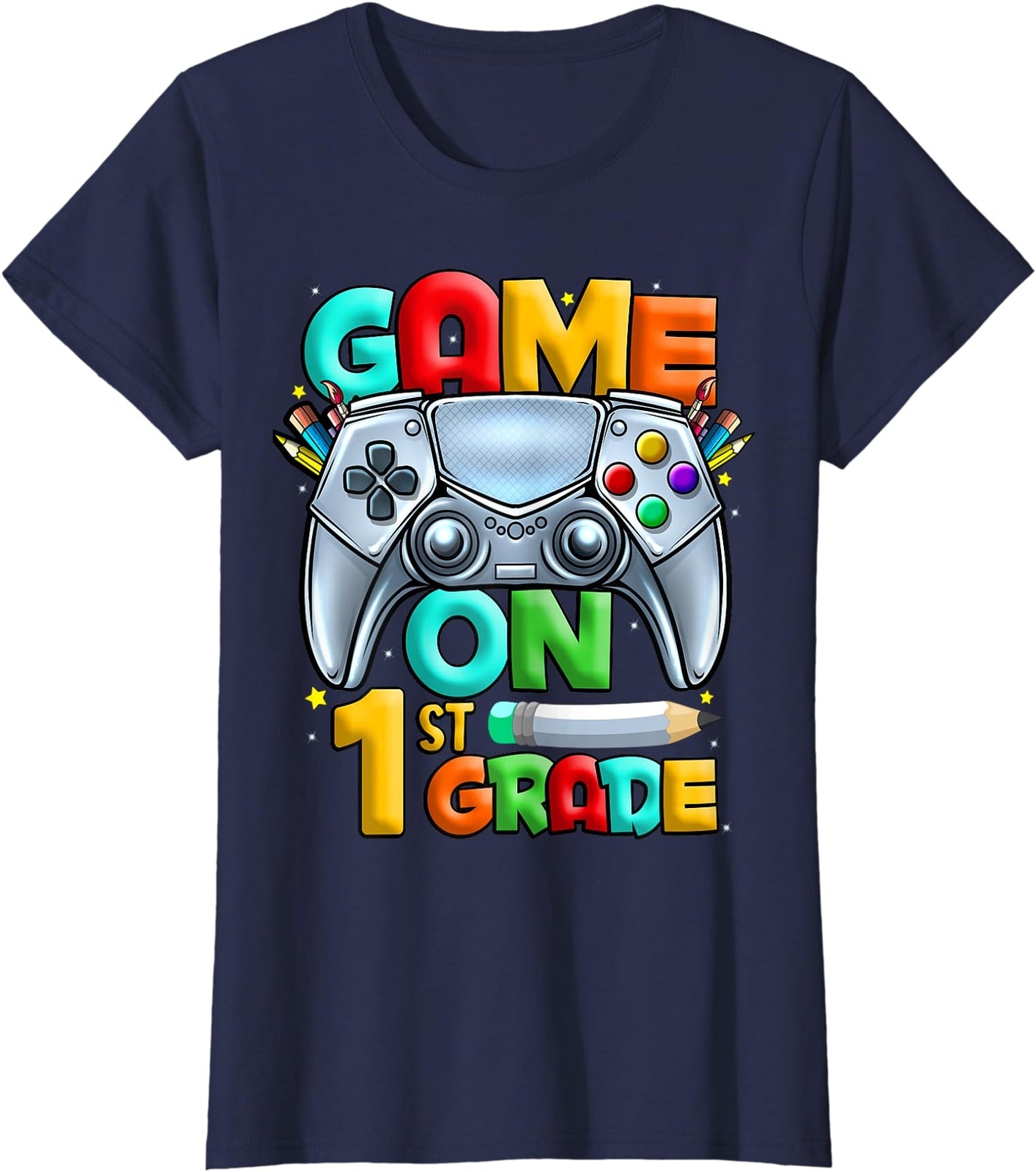 Game On 1st Grade Back To School Level Unlocked Gift Ladies' Crewneck T-Shirt