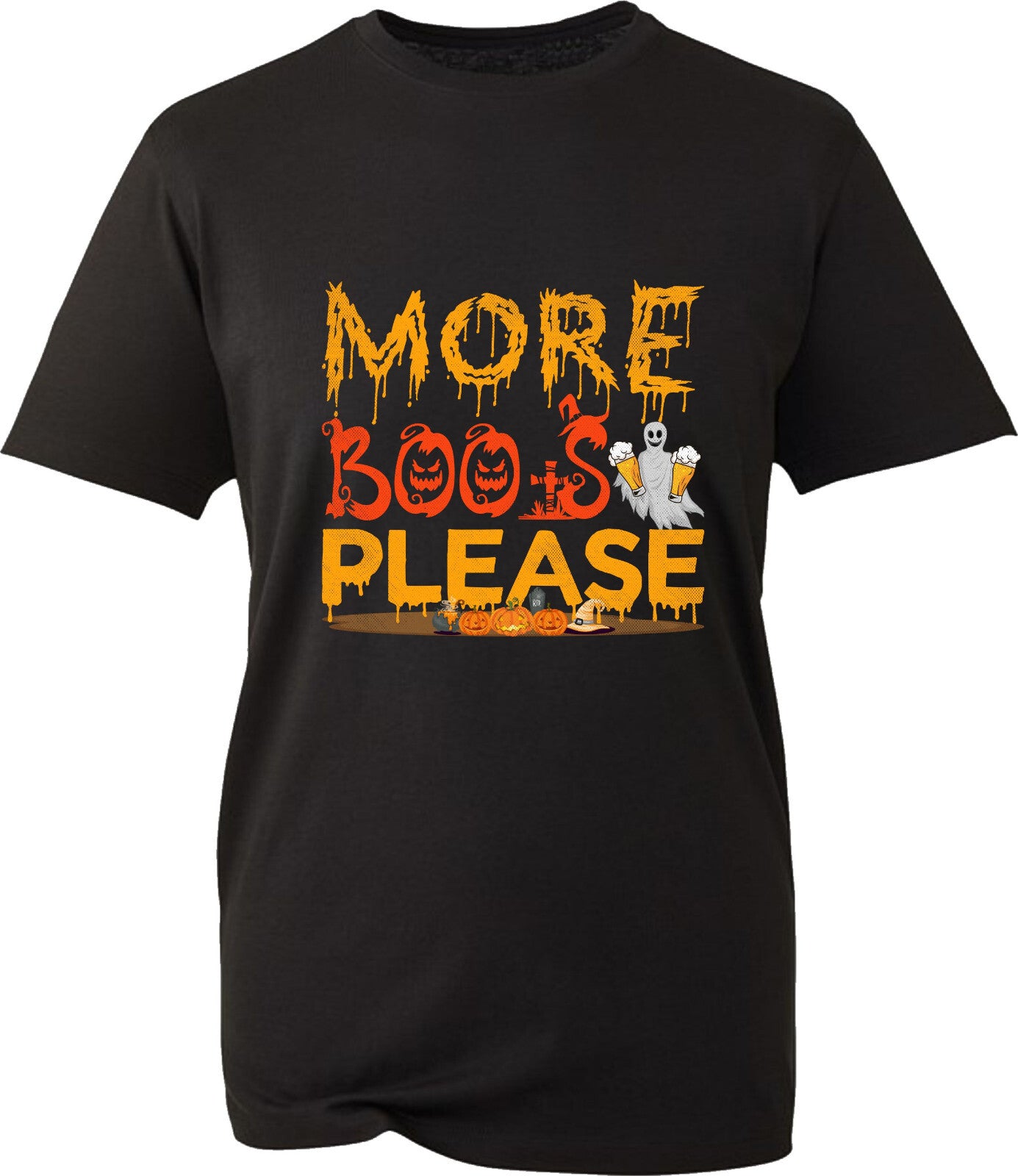 More Boos Please T-Shirt Halloween Boo Ghost Beer Drinking Lovers Horror Tee Top