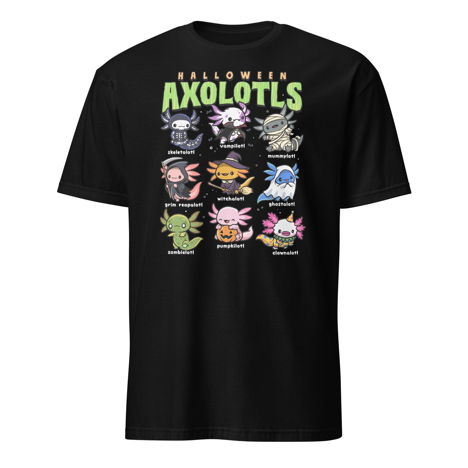 Halloween Axolotl Shirt Creepy Axolotls Trick or Treat Alotl T-Shirt Size S-3XL