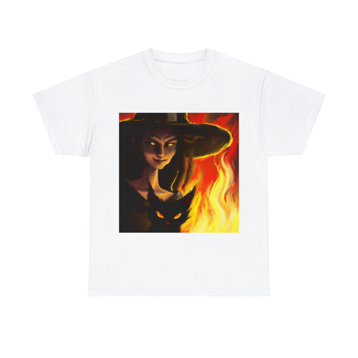Halloween Witch Black Cat T Shirt Art Tee Unisex Adult Moon Scary Trick or Treat