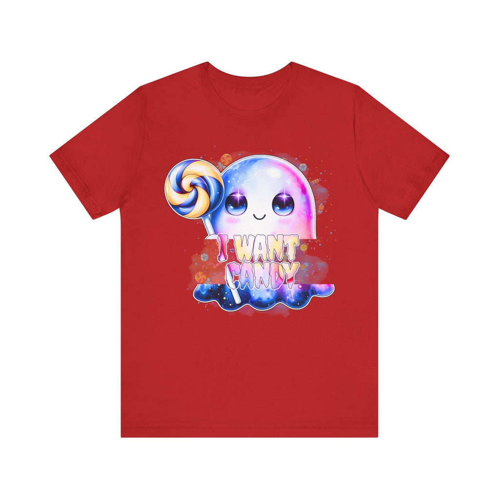 Trick or Treat Ghost: I Want Candy,  Spooky Season T-Shirt Bella + Canvas