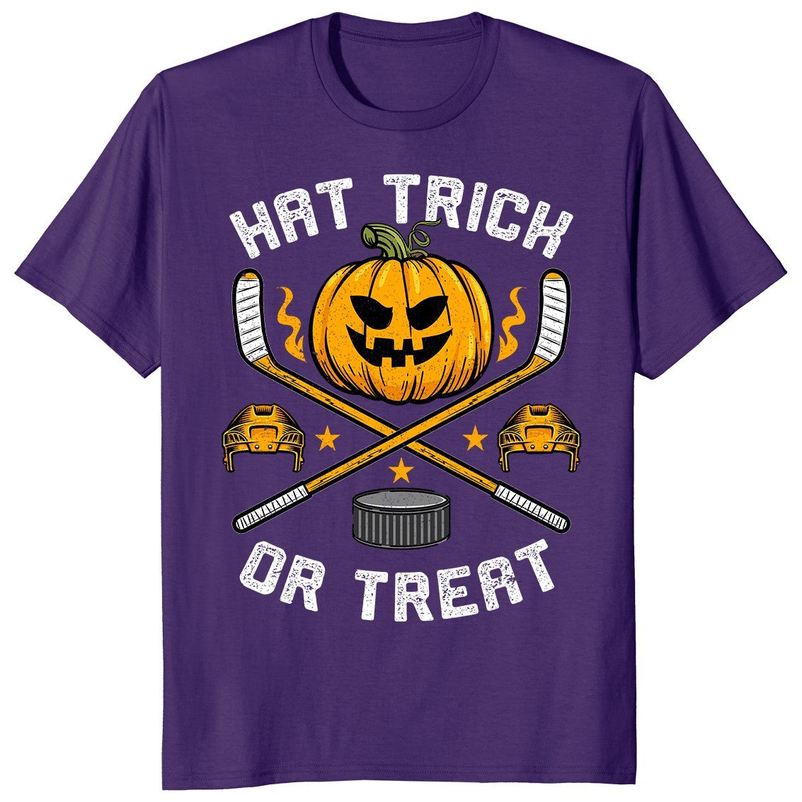 Hat Trick Or Treat Ice Hockey Player Halloween Gift Boys Girl Kid Unisex T-Shirt