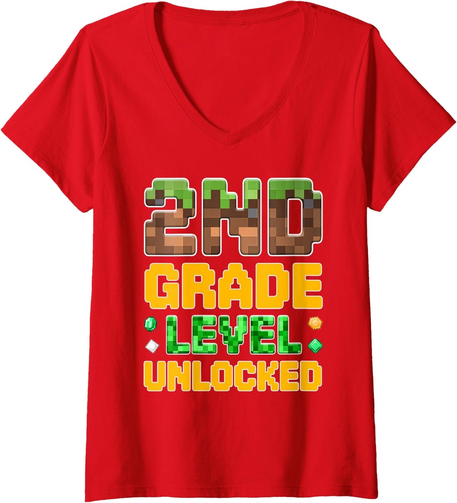 Back to School 2nd Grade Gamer First Day of Class Ladies' V-Neck Tshirt