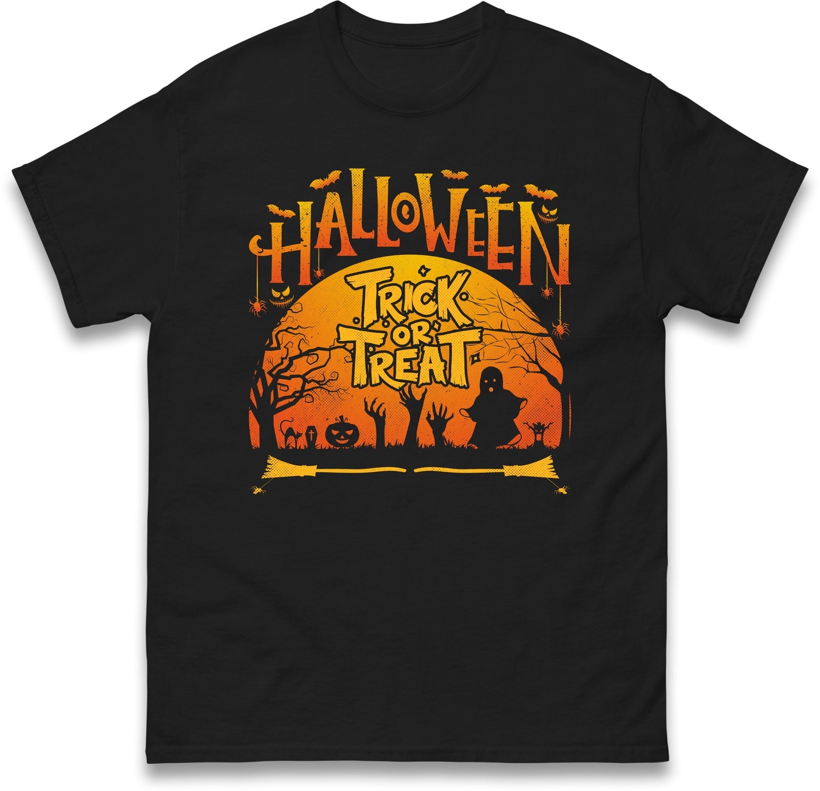 Halloween Trick or Treat Pumpkin Design T Shirt,Halloween Night Party,Spooky Top