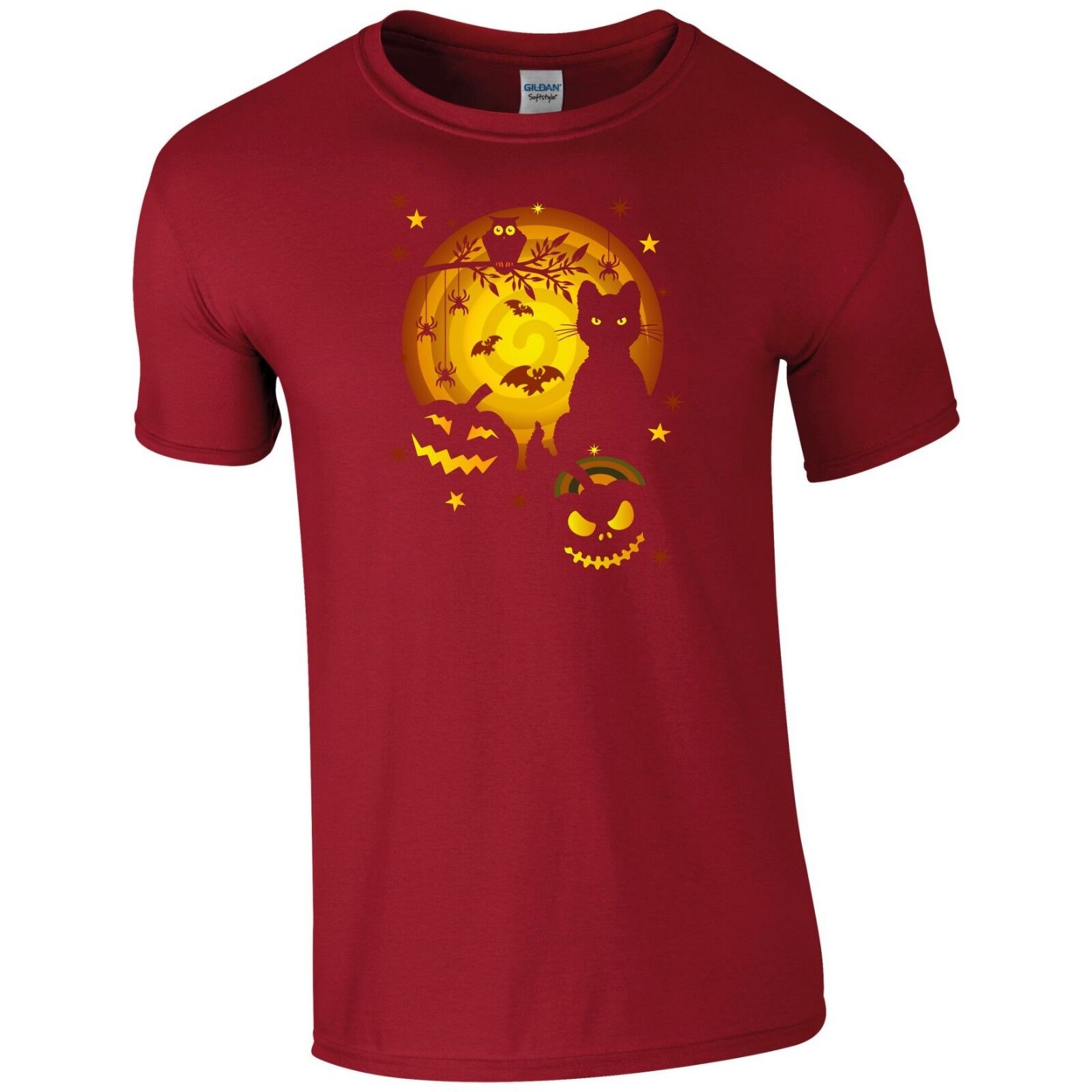 Halloween T Shirt Scary Horror Night Pumpkin Bat Cat Trick or Treat Gift Men Top