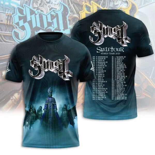Ghost Rock Band Skeleta World Tour 2025 The Schedule Limited Edition AOP T-Shirt
