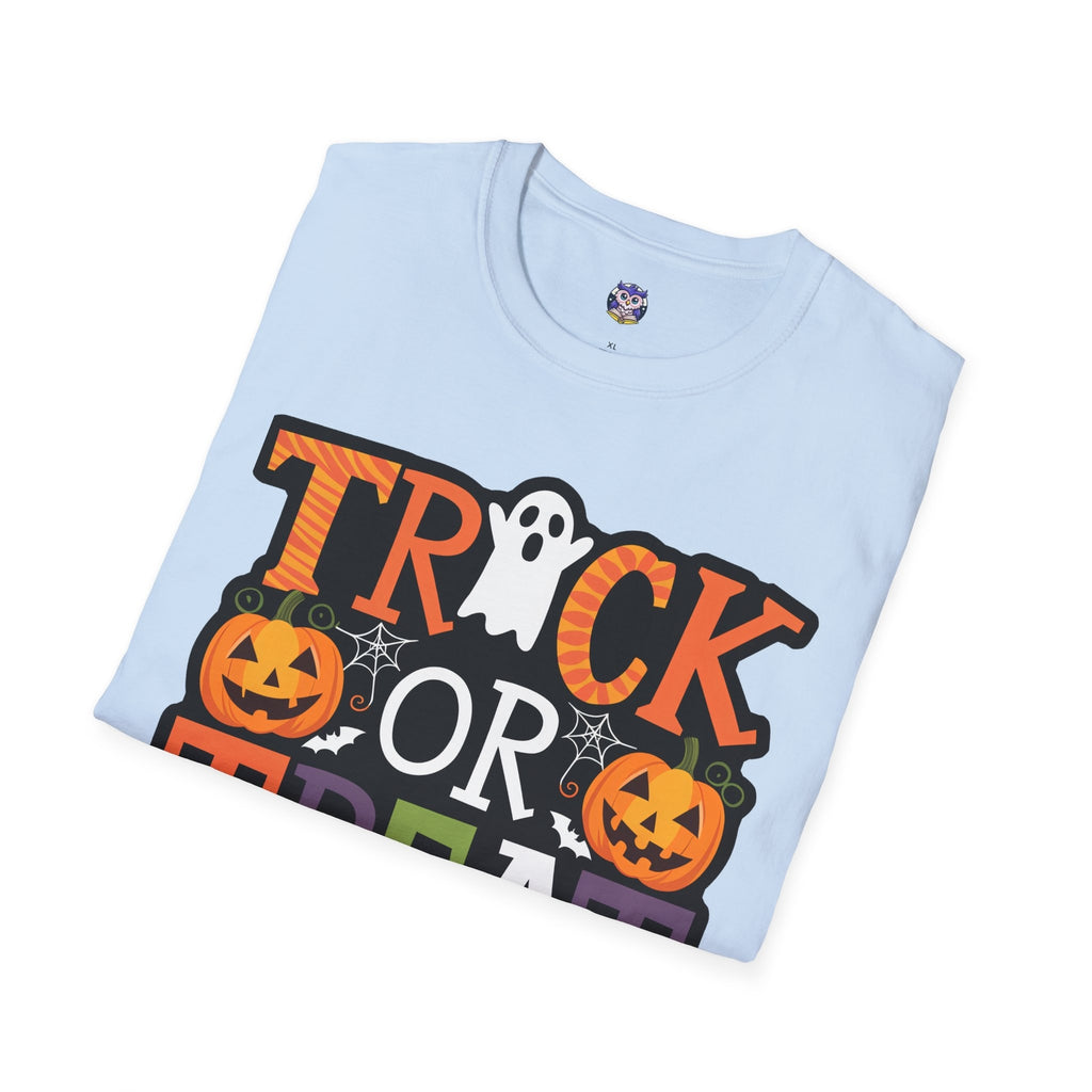 Trick or Treat Halloween T-Shirt Fun Ghosts,Pumpkins and Spooky Vibes for Adults
