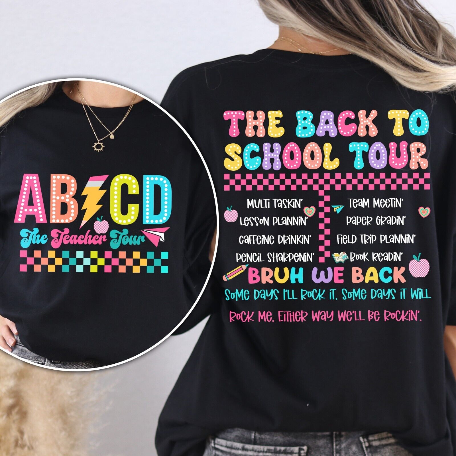 Retro Teacher Tour Shirt ABCD Tour Tee Elementary Back to School Teacher Top