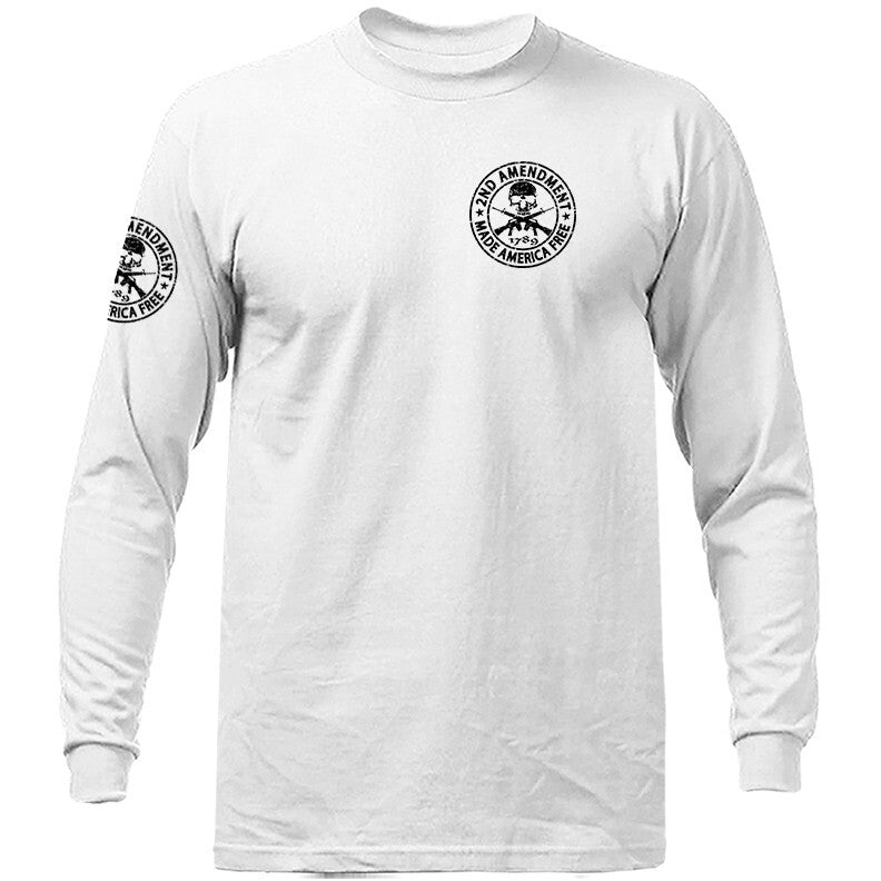 2nd Amendment Made America Free Constitution Gun US Flag Patriotic Long Sleeve