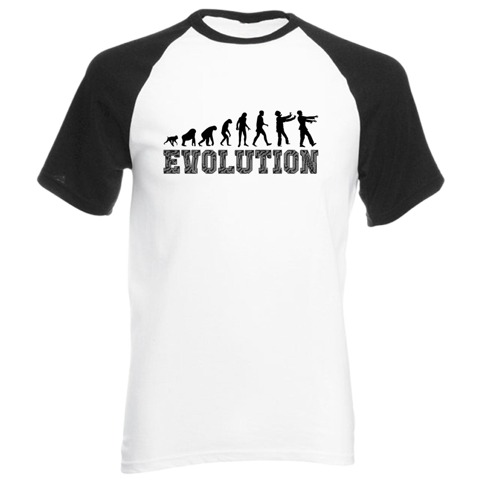 Zombie Evolution Baseball T-Shirt Horror Undead Funny Halloween Scary Raglan Top
