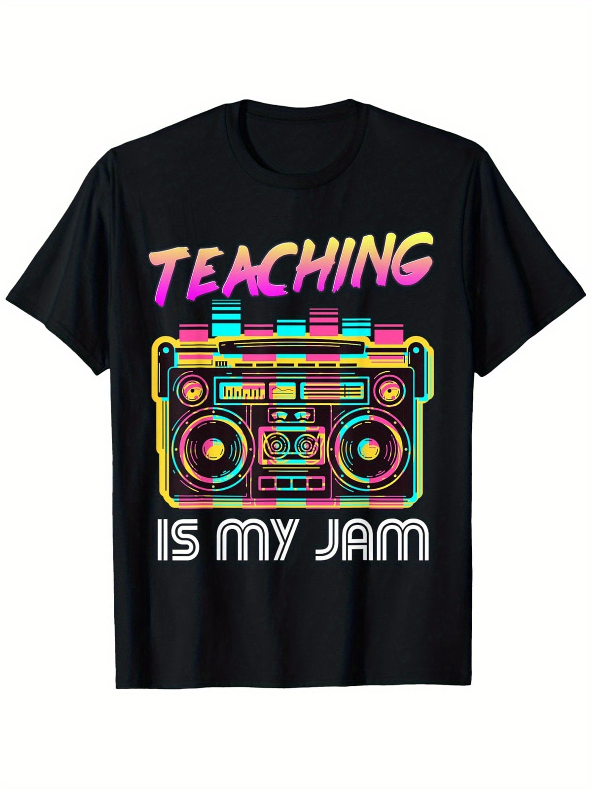 Trendy,Back to School Retro Teaching is My Jam 80s Teacher Boombox T-Shirt, 100%