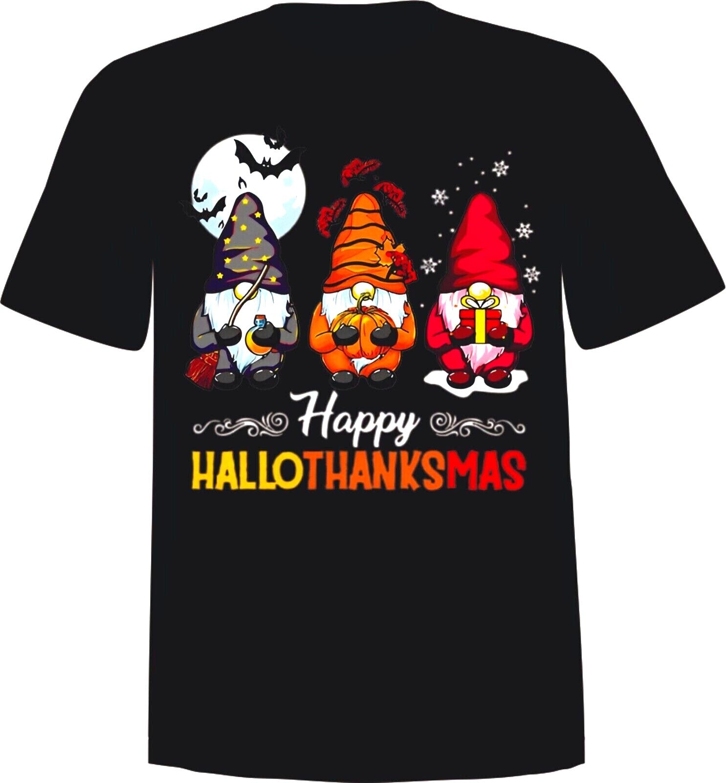 "HalloThankMas" T-shirt Halloween Seasonal Holiday Scary October Festive