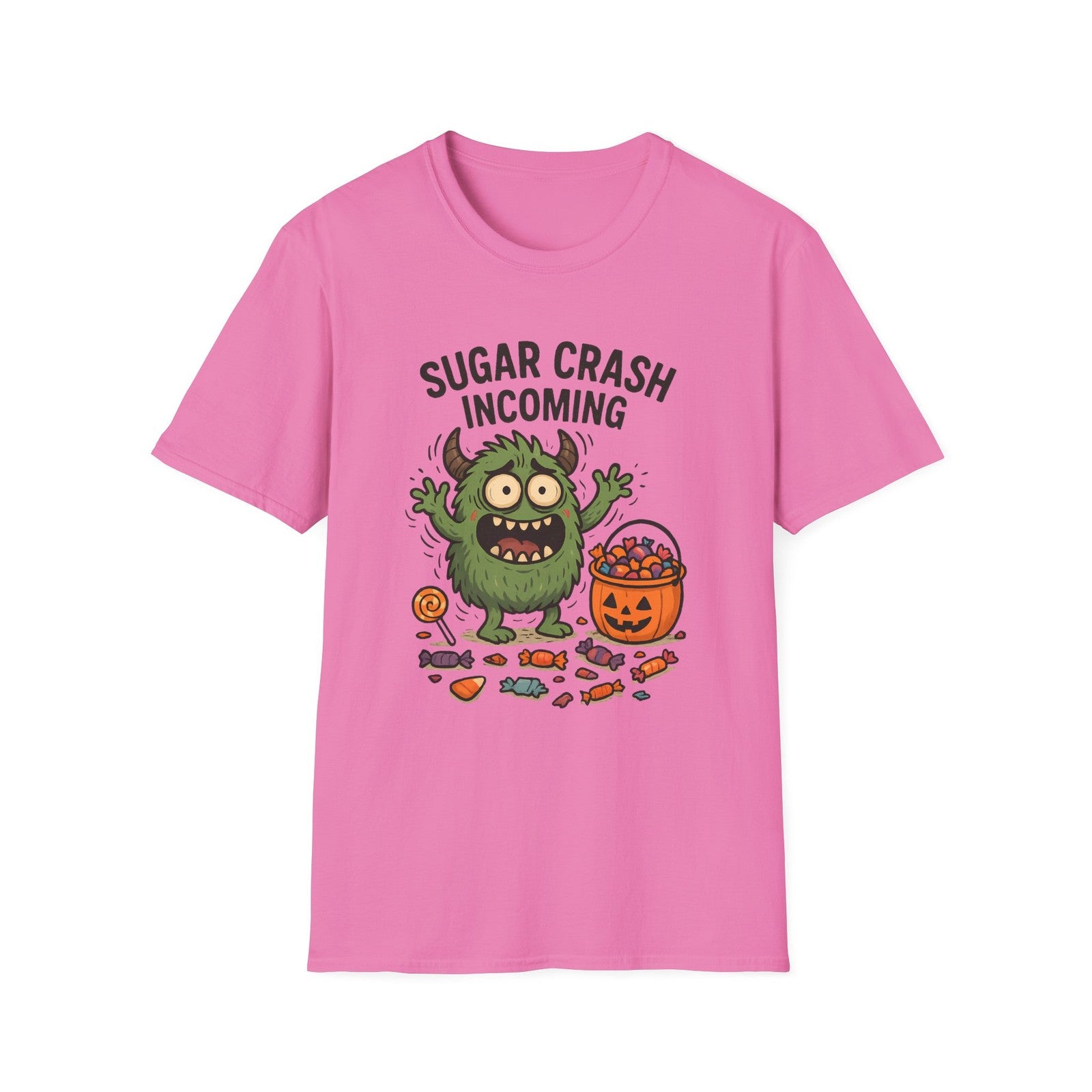 Unisex Softstyle T-Shirt – Funny Halloween Tee, Monster , Trick or Treat Candy