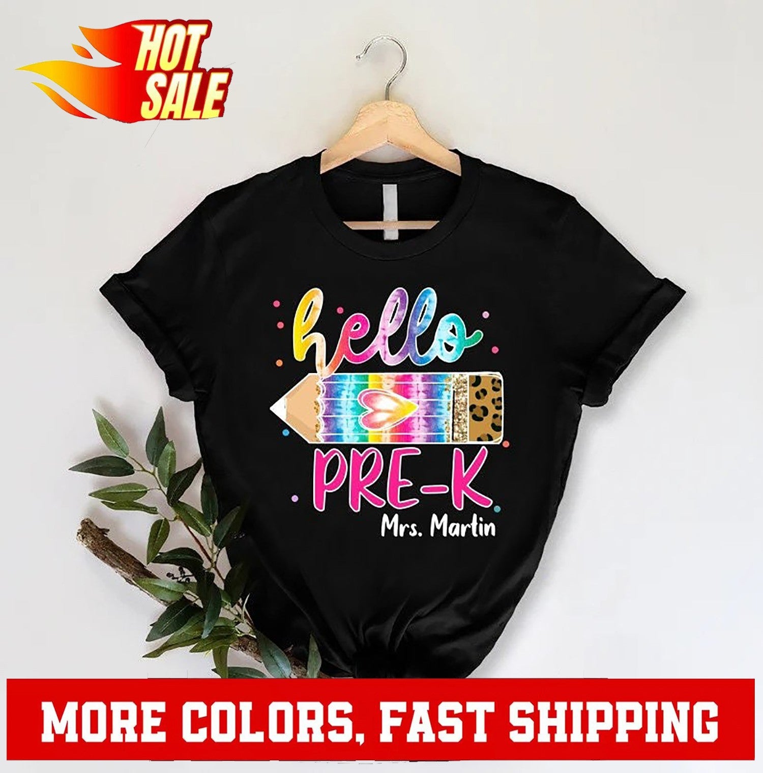 Custom Hello Pre-K Teacher Shirt, Cute Back to School Shirt, First Day of Sch...