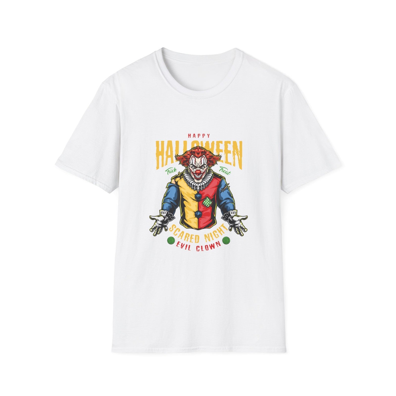 Halloween Clown Unisex Softstyle T-Shirt - Spooky Fun, Trick or Treat