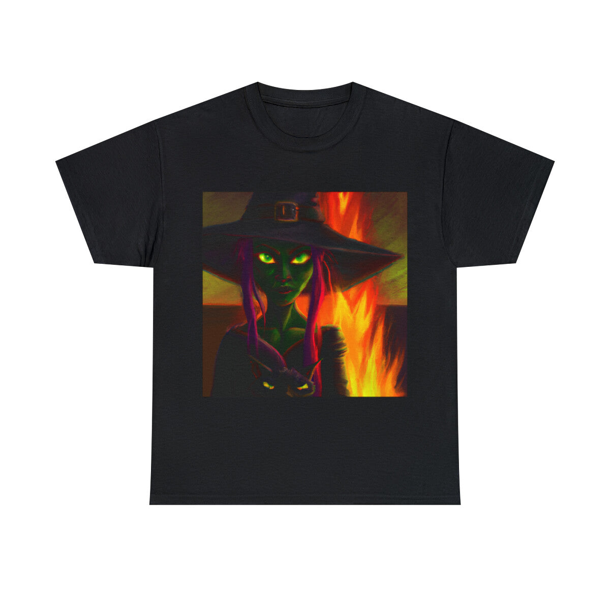 Halloween Witch Black Cat T Shirt Art Tee Unisex Adult Moon Scary Trick or Treat