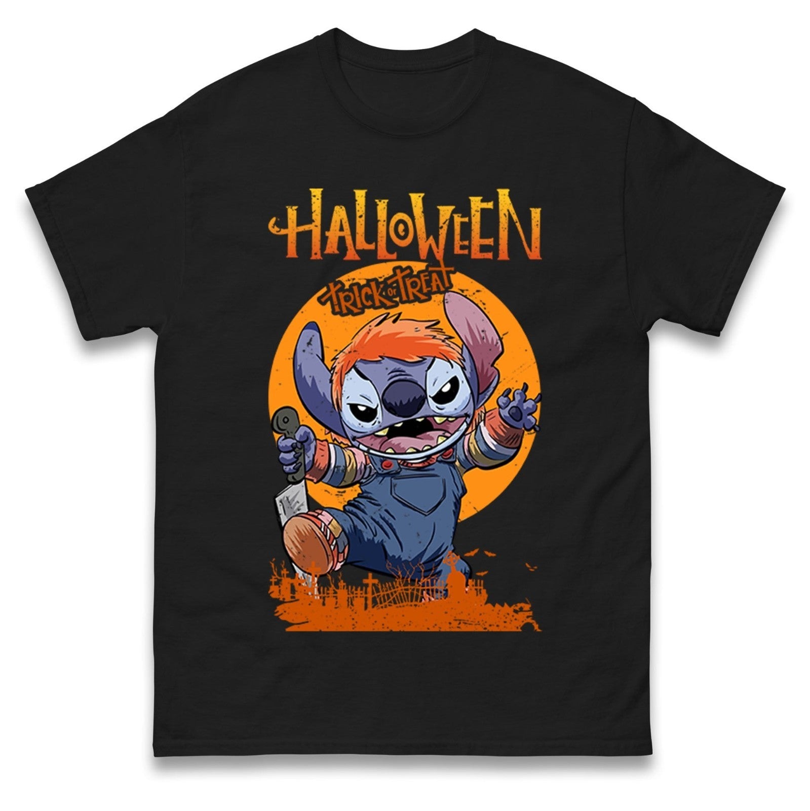 Stitch Trick or Treat Halloween Funny Unisex T Shirt Gift For Fan S-5XL