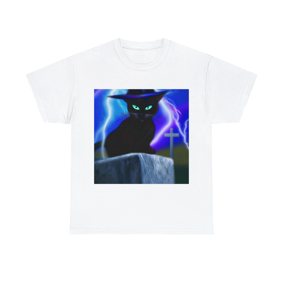 Halloween Black Cat T Shirt Art Tee Unisex Adult Witch Moon Scary Trick or Treat