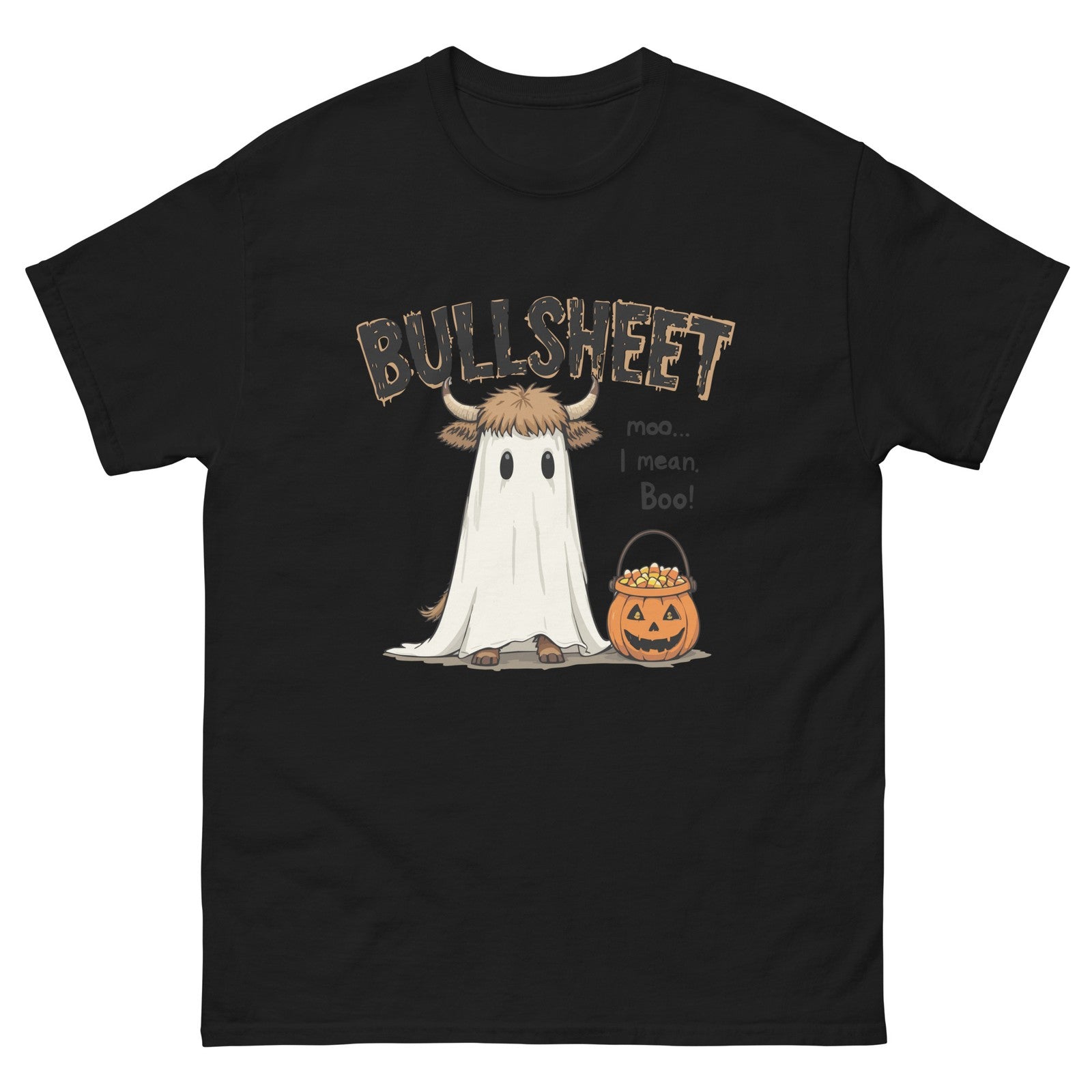 Bullsheet Mens Funny Halloween T-Shirt Trick or Treat 100%  Cotton Tee