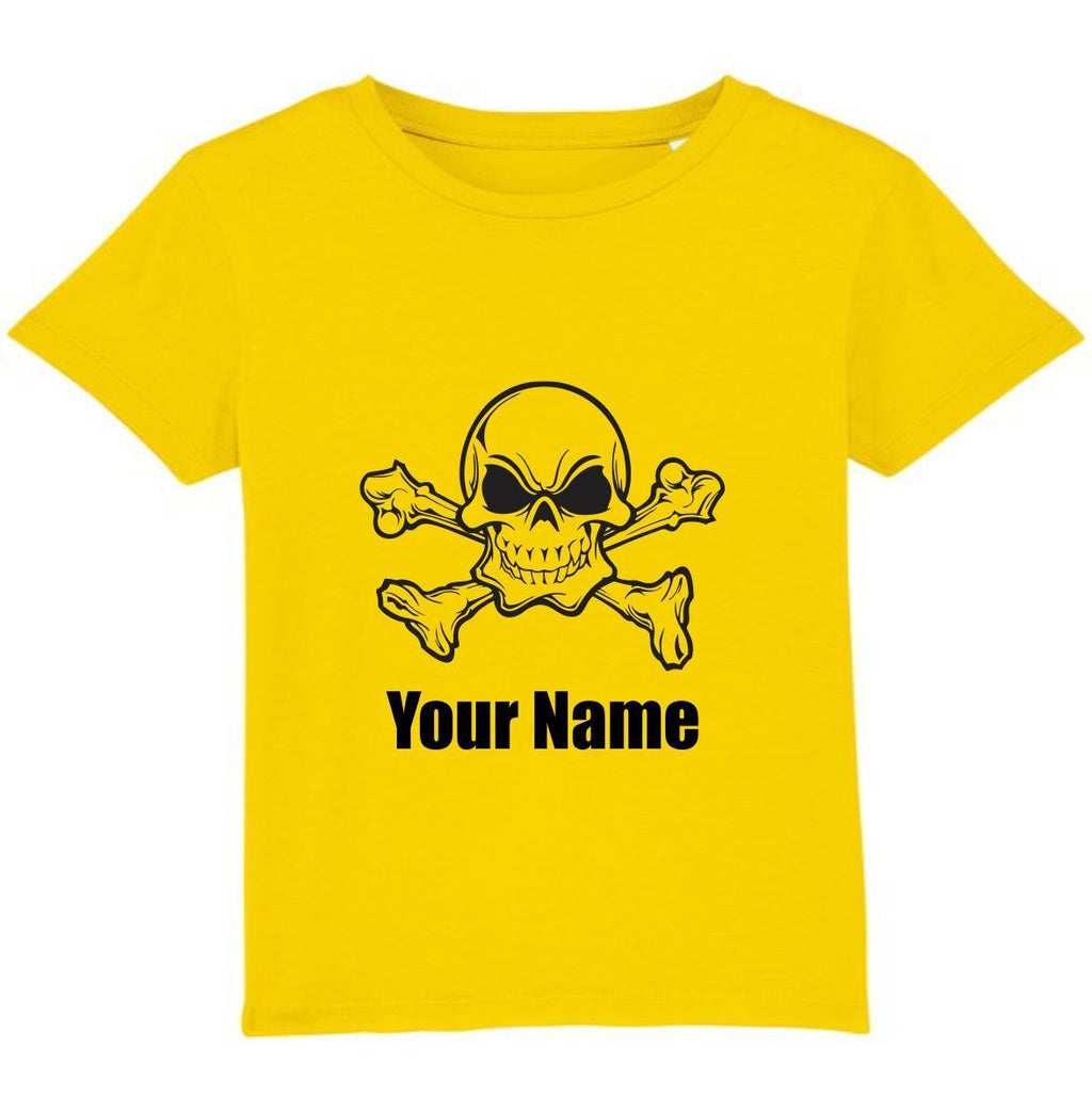 Personalised Skull And Crossbones Pirate Your Name T-Shirt Halloween Horror Top