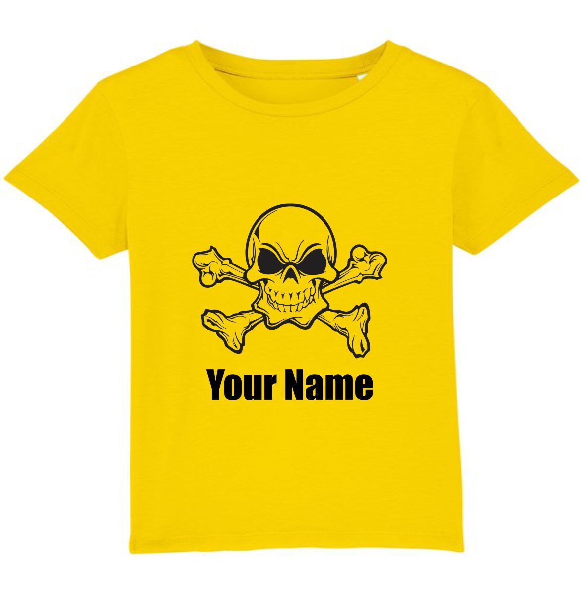 Personalised Skull And Crossbones Pirate Your Name T-Shirt Halloween Horror Top