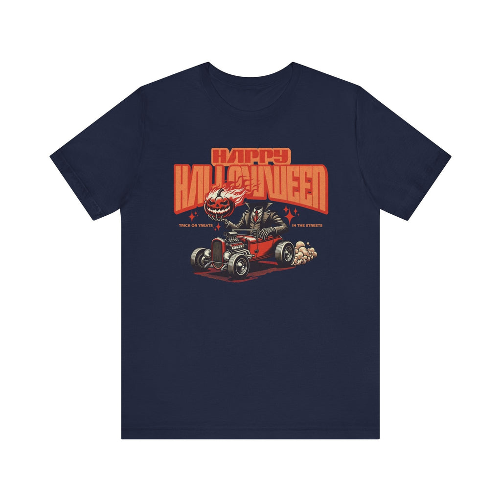 Vintage Halloween T-Shirt Happy Halloween Headless Rider Hot Rod Trick or Treat