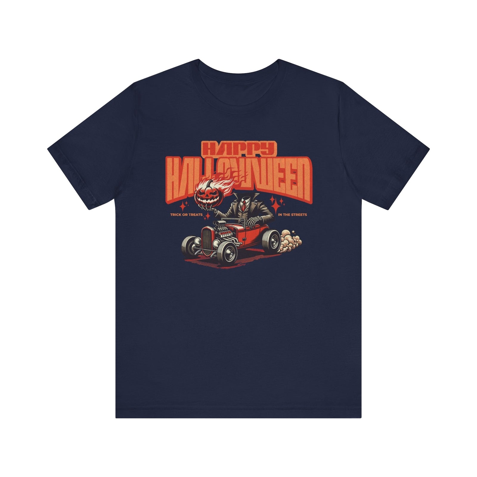 Vintage Halloween T-Shirt Happy Halloween Headless Rider Hot Rod Trick or Treat