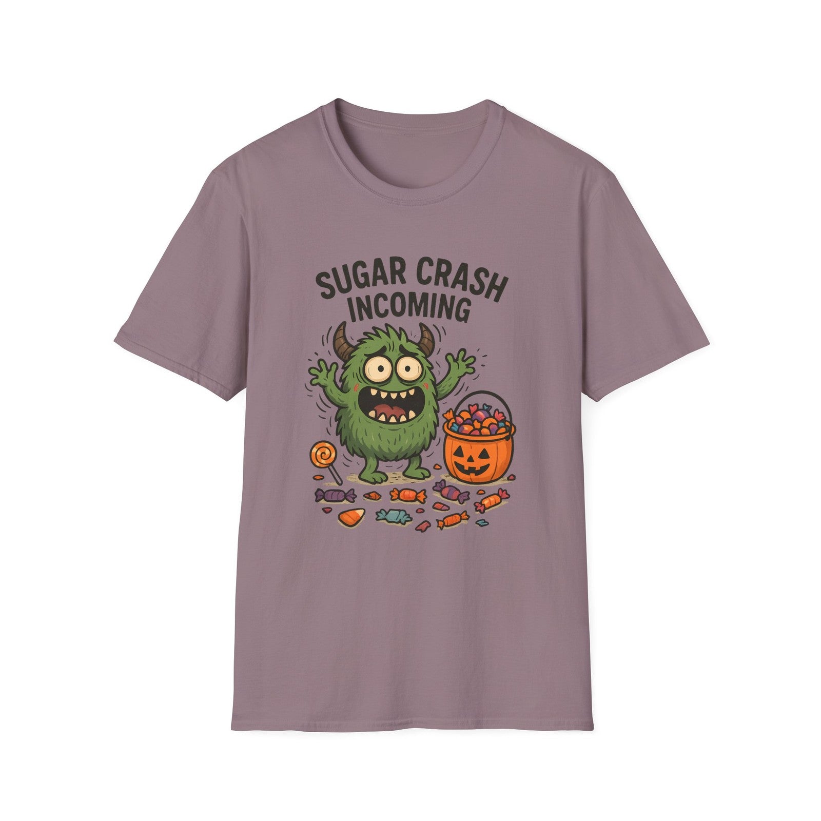 Unisex Softstyle T-Shirt – Funny Halloween Tee, Monster , Trick or Treat Candy