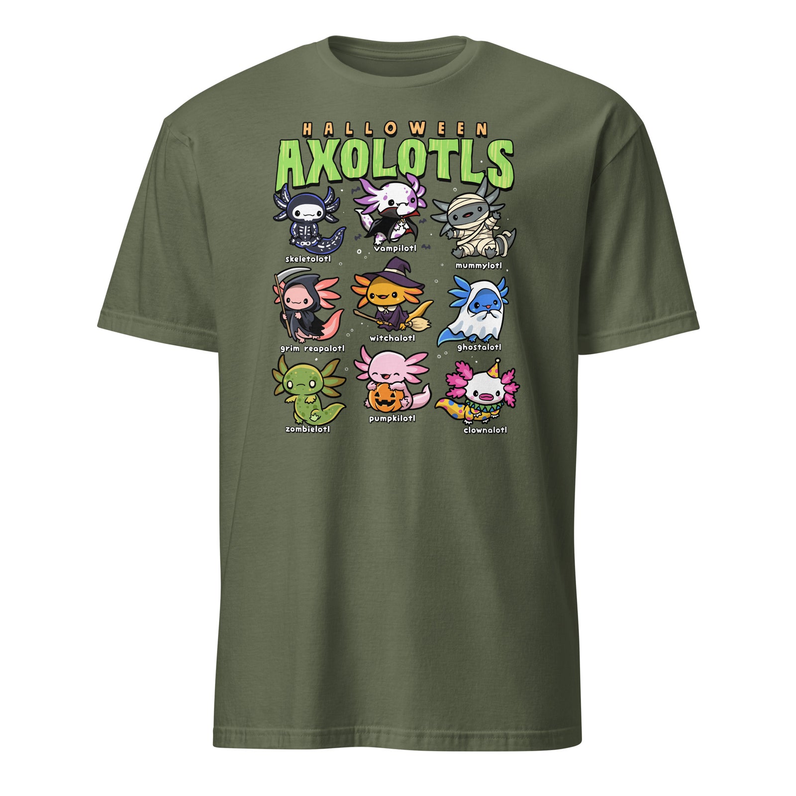 Halloween Axolotl Shirt Creepy Axolotls Trick or Treat Alotl T-Shirt Size S-3XL