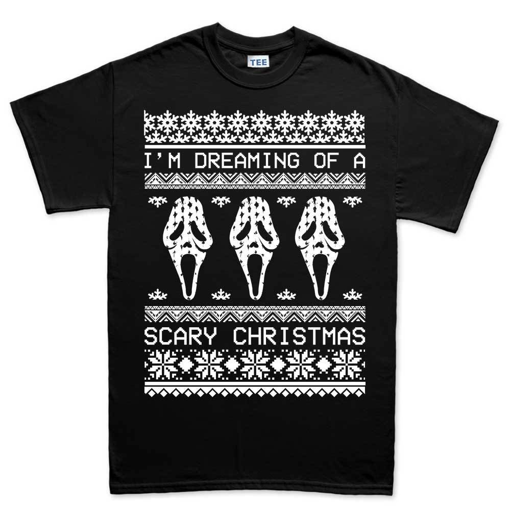 Scary Halloween Xmas Christmas Ugly Sweater Mens T shirt Tee Top T-shirt
